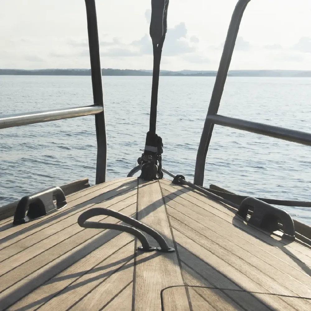 Roller Cleat on Bow of Yacht